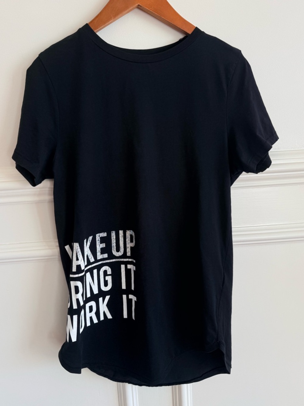H&M Divided Women’s Tunic Top Black Crew Neck Graphic Tee  Shirt Tunic Size XS